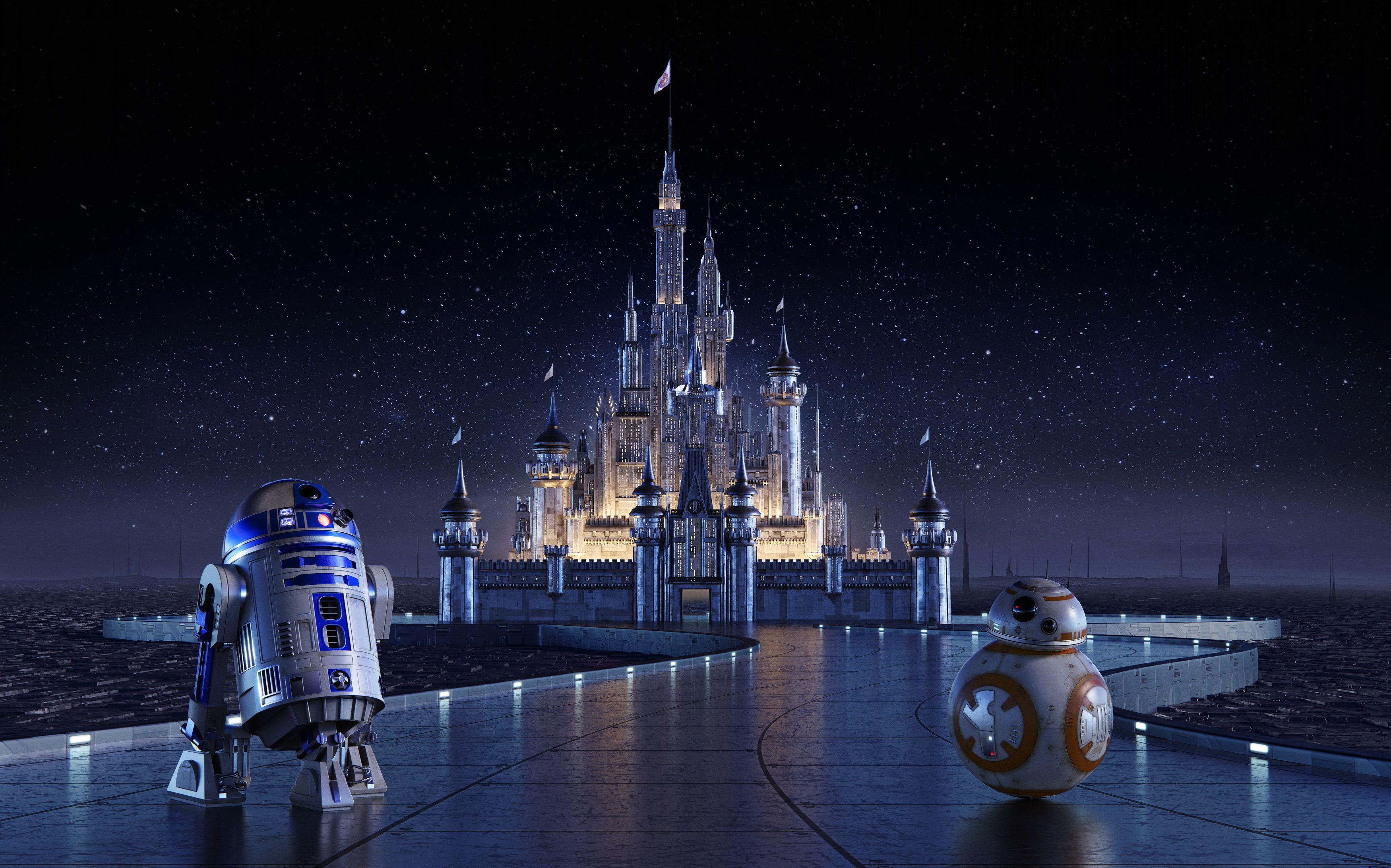 Wallpaper Disney Castle, R2 D BB Star Wars, Cinderella Castle, 4K, Creative Graphics,. Wallpaper For IPhone, Android, Mobile And Desktop