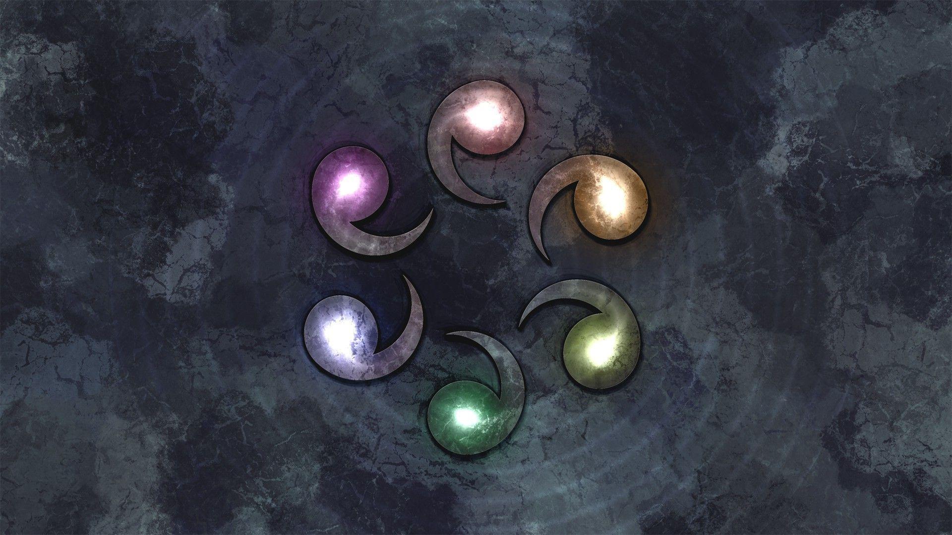 colorful artwork symbols naruto shippuuden rinnegan sage of six