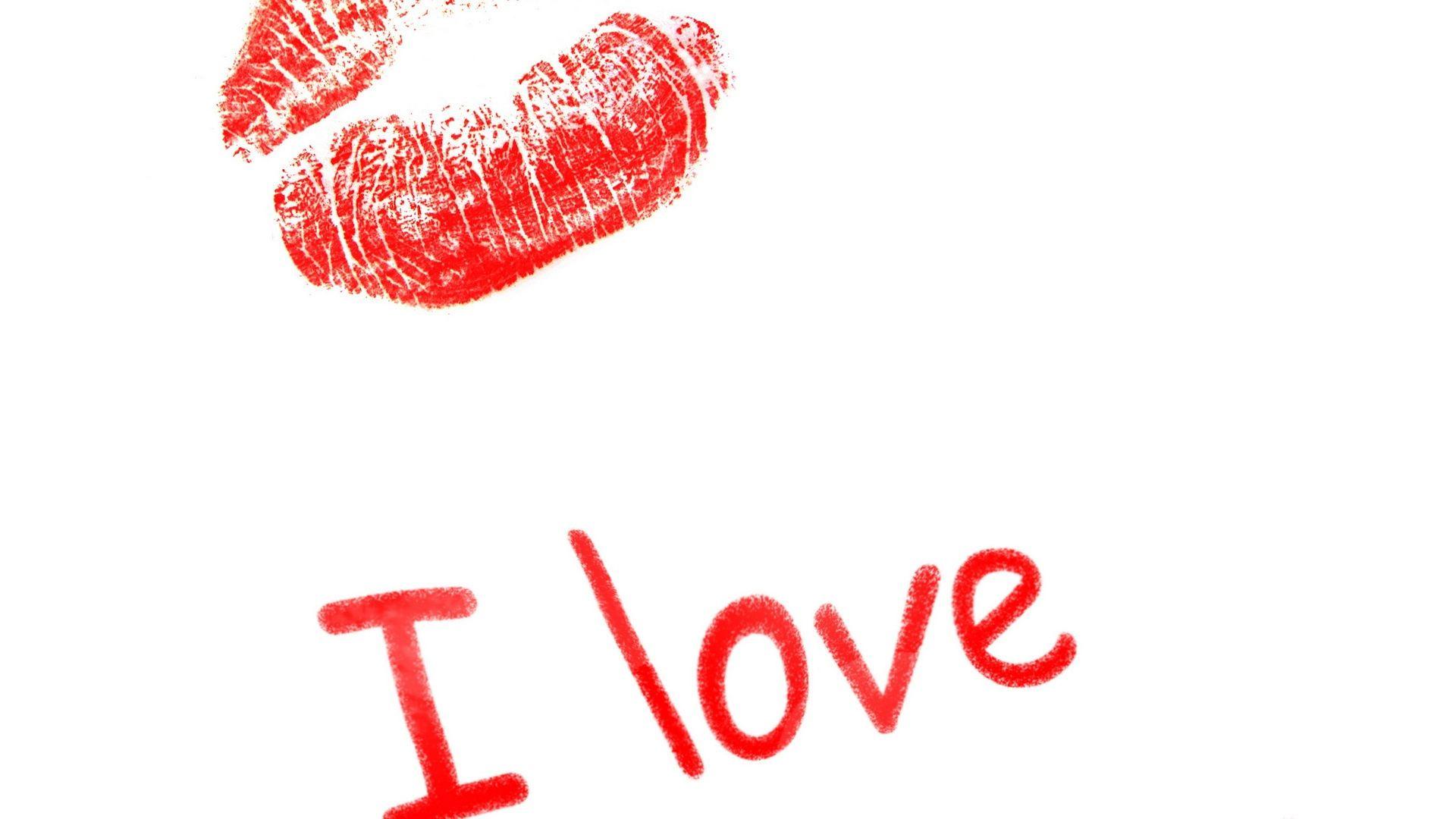 Download Wallpaper 1920x1080 kiss, lips, lettering, love