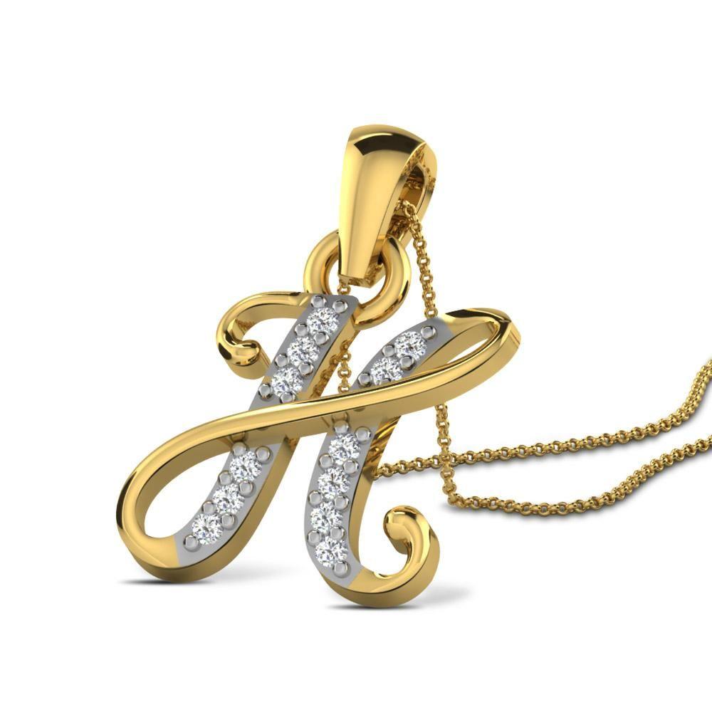 Viva Jewellery Gold Diamond Pendant Alphabet H Large Fbbeebecddfbd