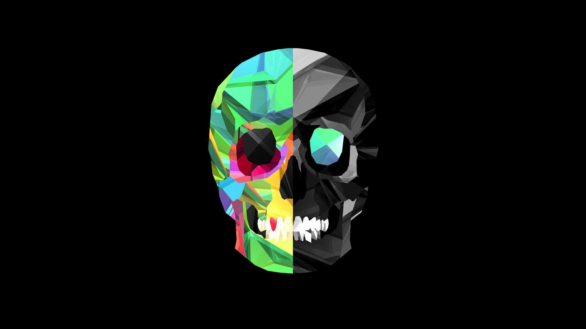 Colored Skull Art HD Wallpaper