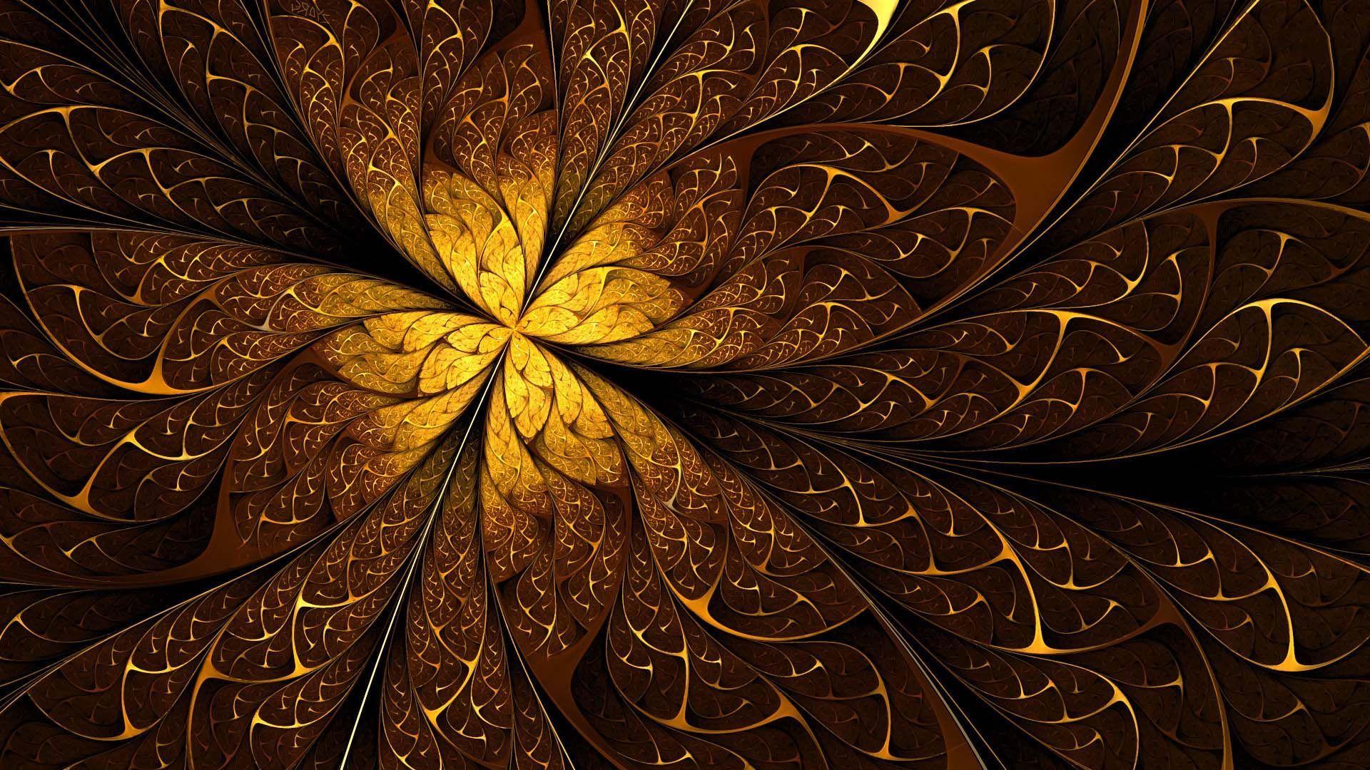 Golden Swirling Leaves HD. HD 3D and Abstract Wallpaper for Mobile