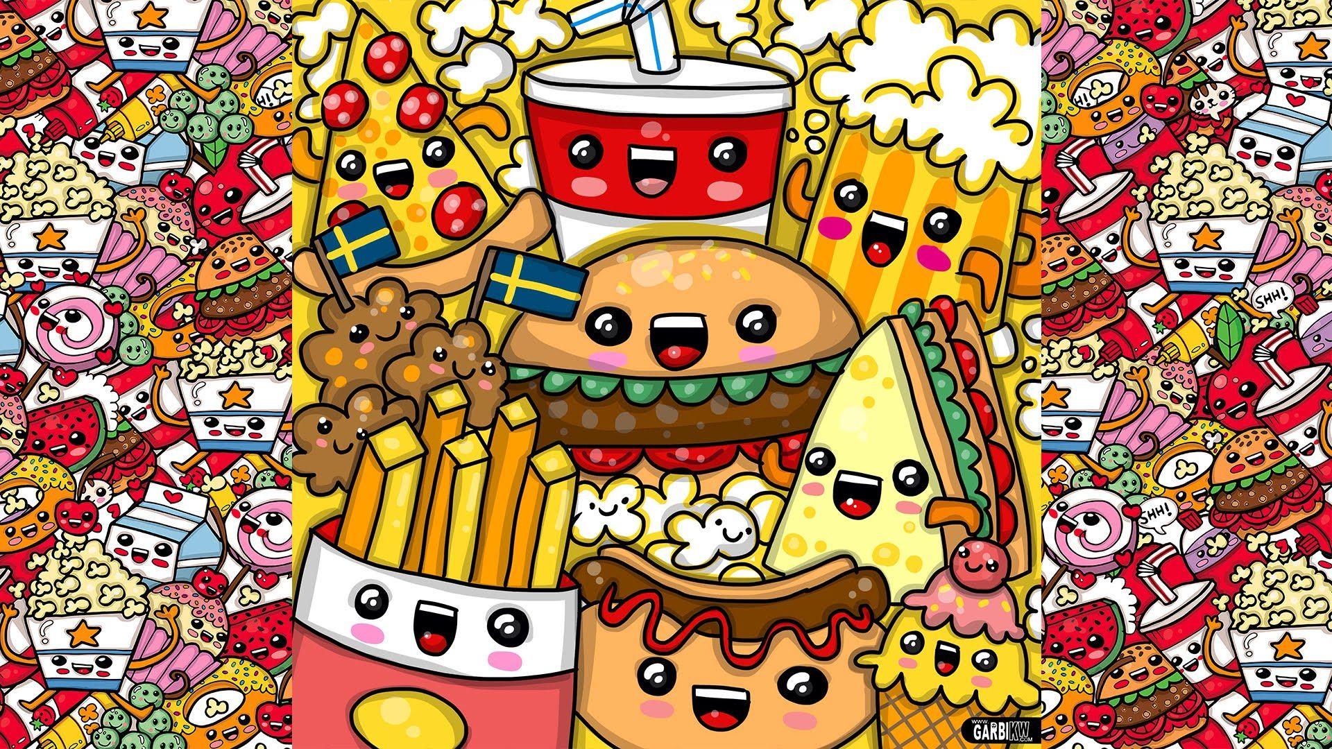 How To Draw Party Kawaii Fast Food by Garbi KW. Doodle