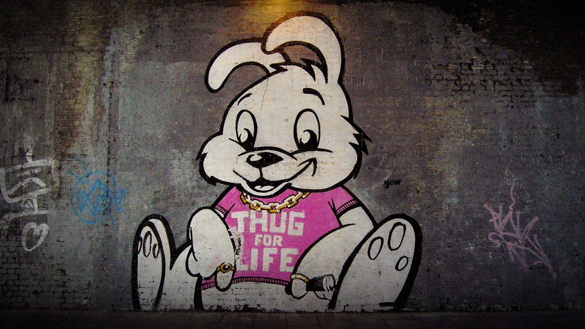 Banksy Thug For Life Bunny