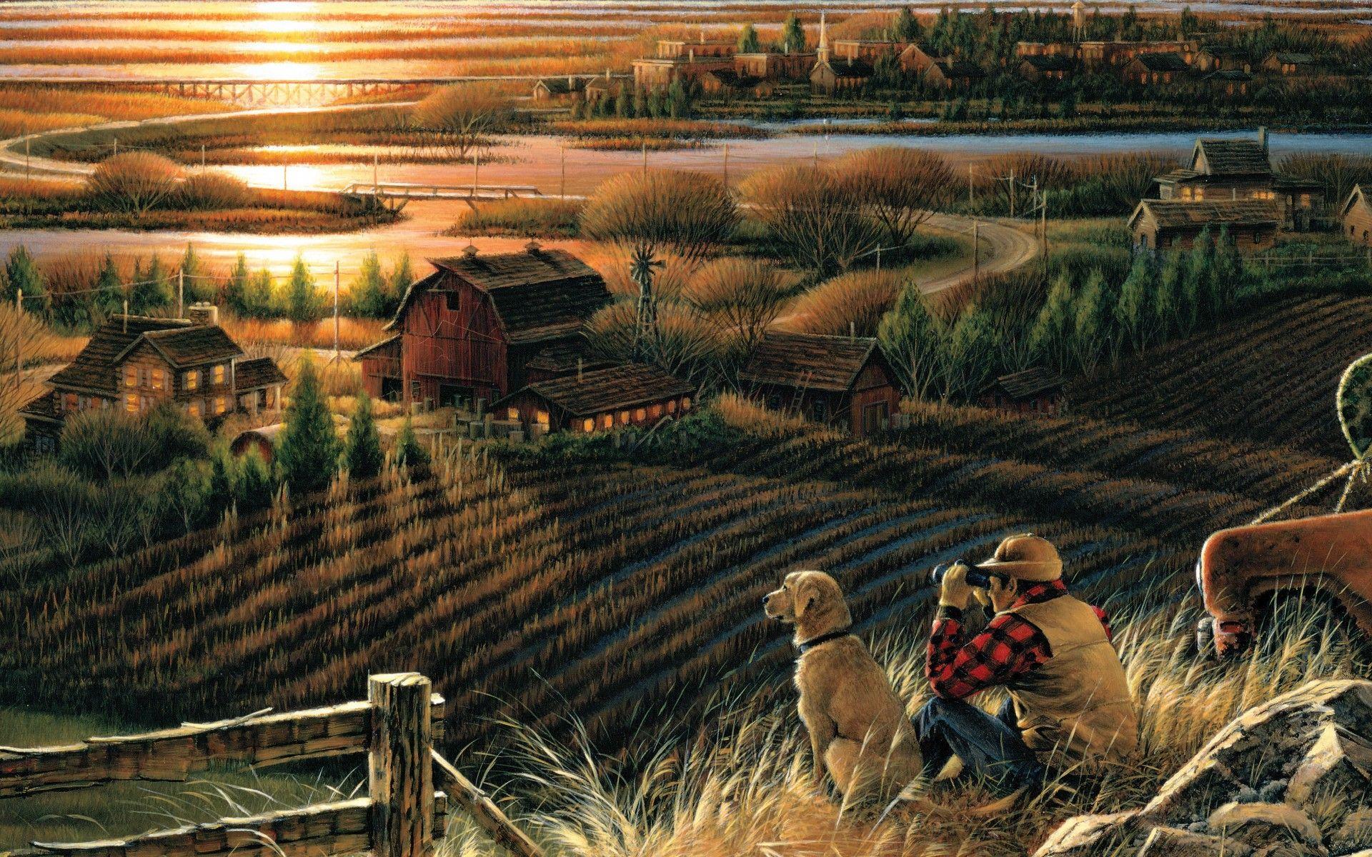 Terry Redlin, friends. Terry Redlin Best Friends art autumn evening