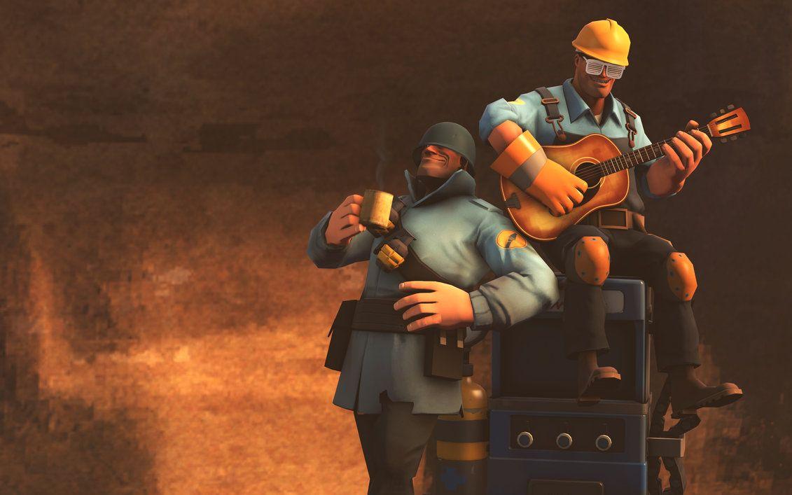Team Fortress 2 Wallpaper Soldier and Engie Chill