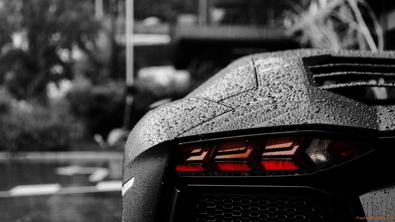 Black Lamborghini Aventador In The Rain wallpaper