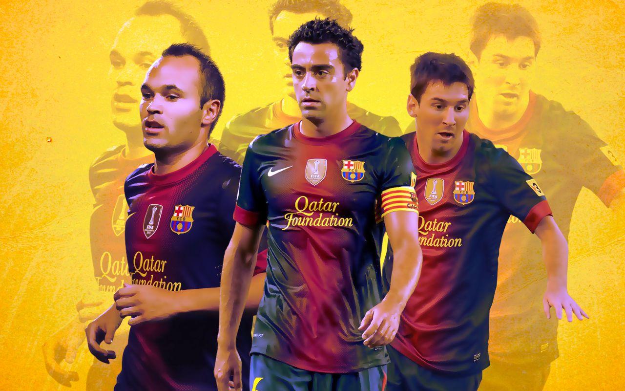 Iniesta, Xavi, &; Messi of Barcelona 2013 HD Wallpaper