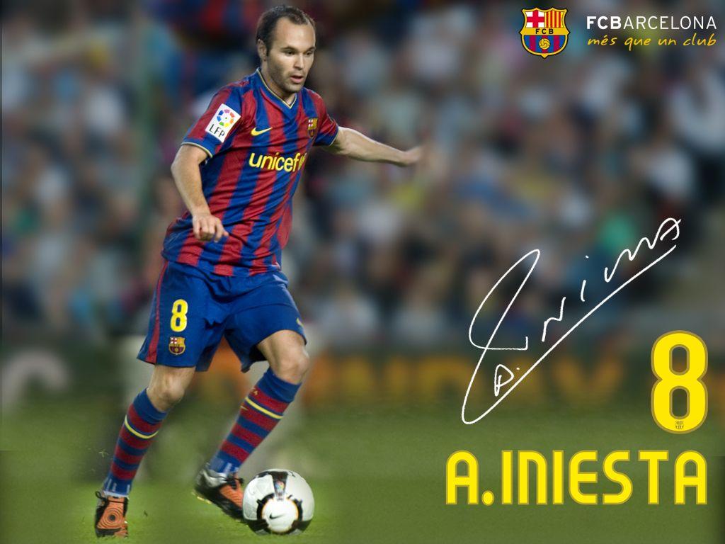 barcelona daily photo: A. Iniesta Wallpaper With Signature