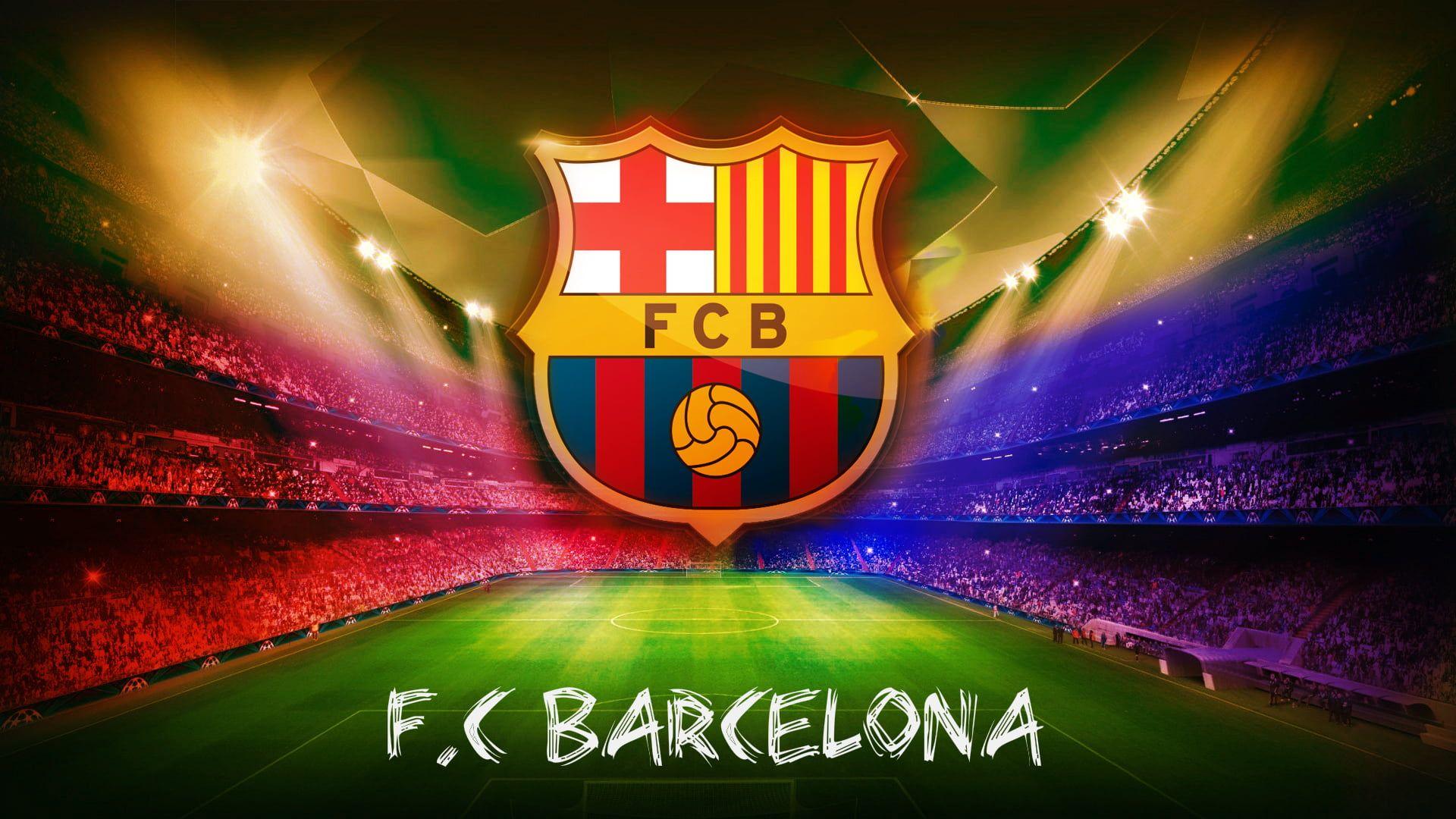 F.C Barcelona logo with stadium background HD wallpaper. Wallpaper
