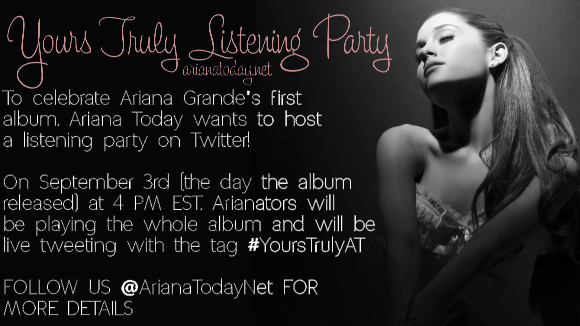 CLOSED) SEPTEMBER 3: Yours Truly listening party on Twitter. Ariana
