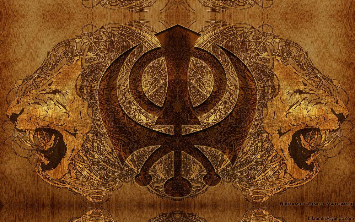 Khanda with Wooden Background
