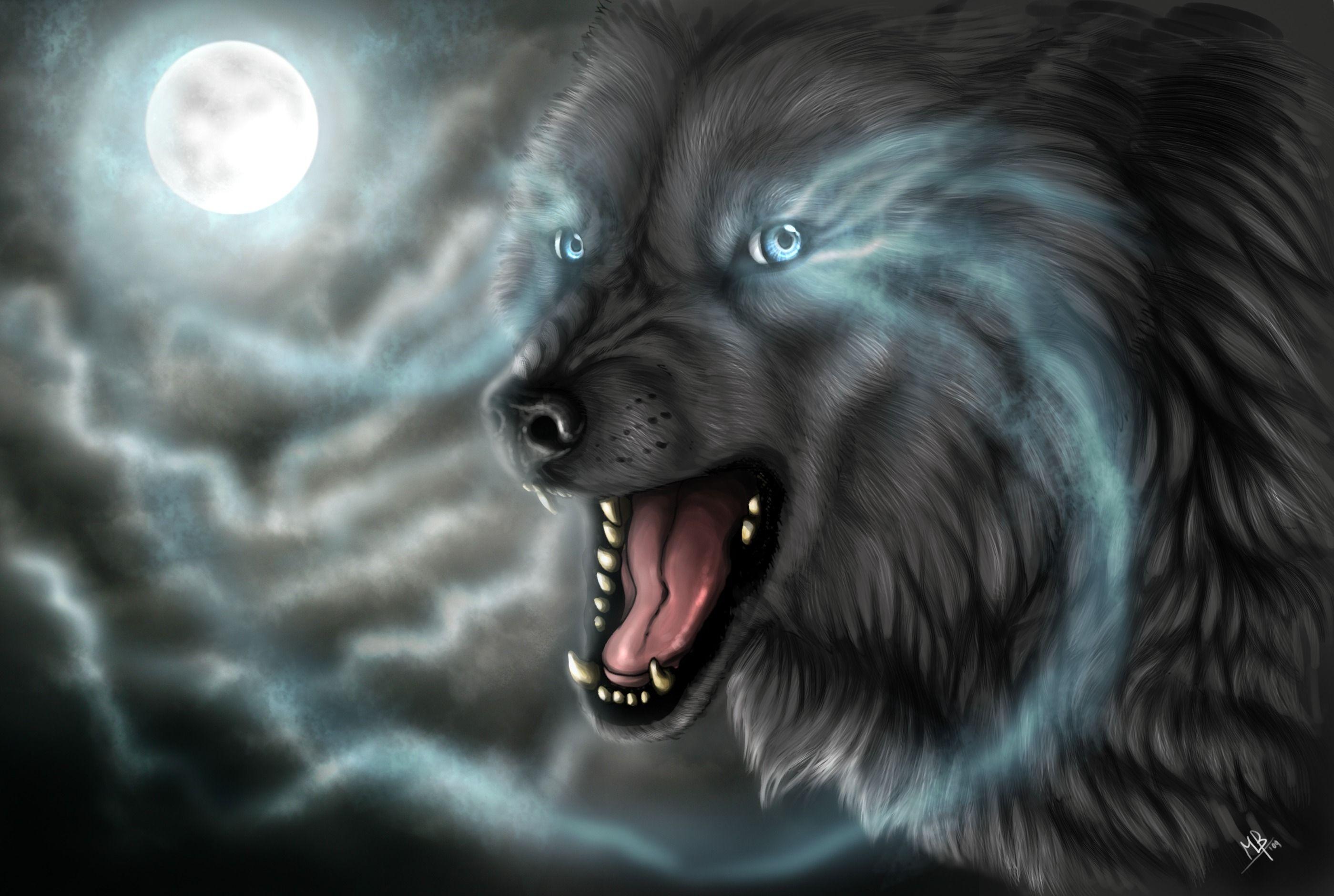 Moon and wolves Background for Desktop. download next wallpaper