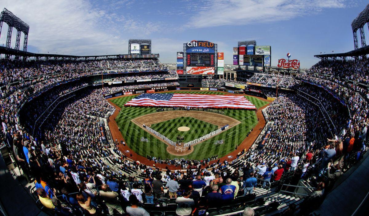 Mets Citifield with Flag. New York Mets