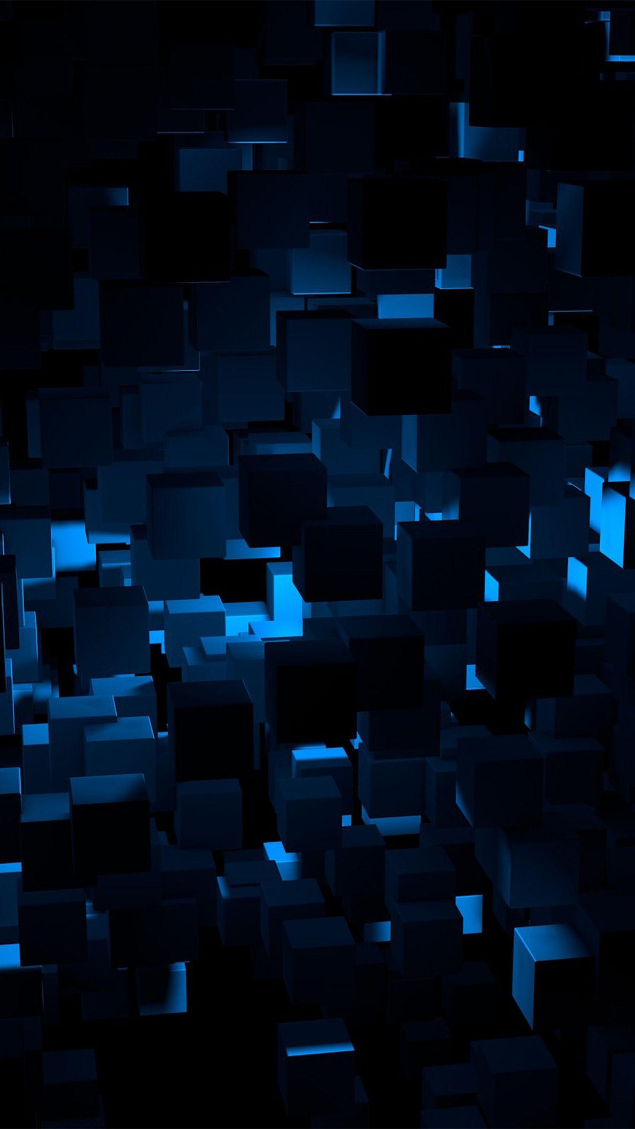 Cube Dark Blue Abstract Pattern Android wallpaper HD