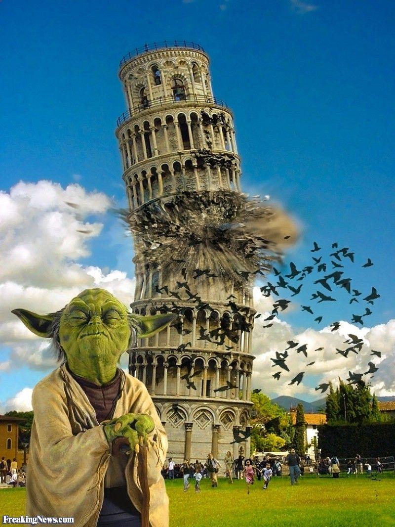 Fotomontaggio Torre di Pisa. Pisa the Leaning Tower