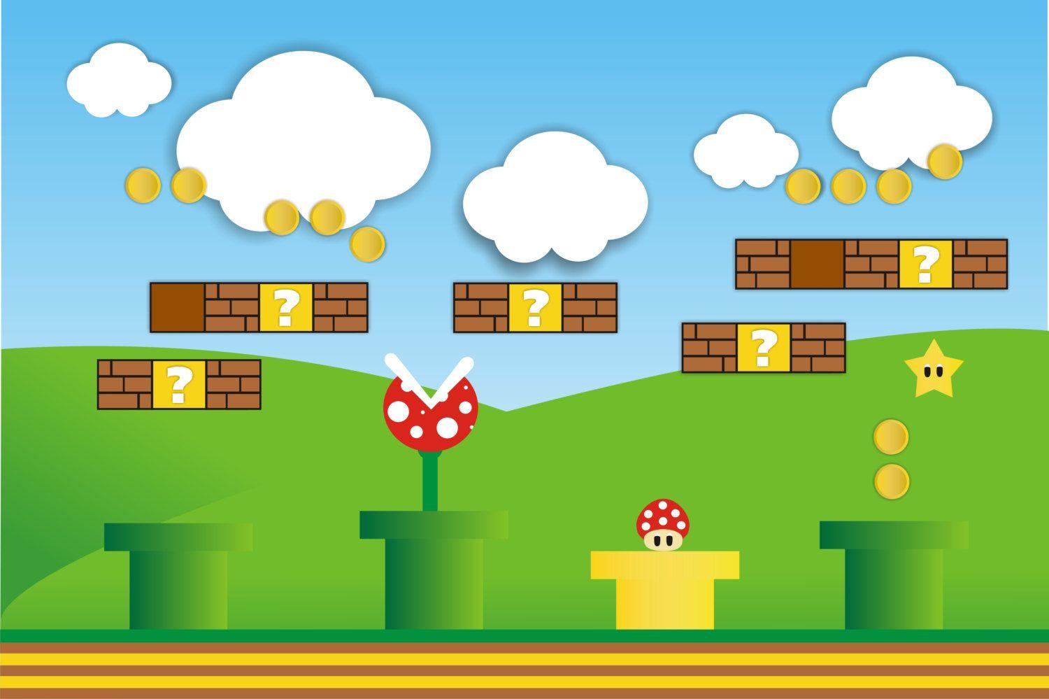 Mario Backdrop (Printable Instant download). Backdrops, Mario cake