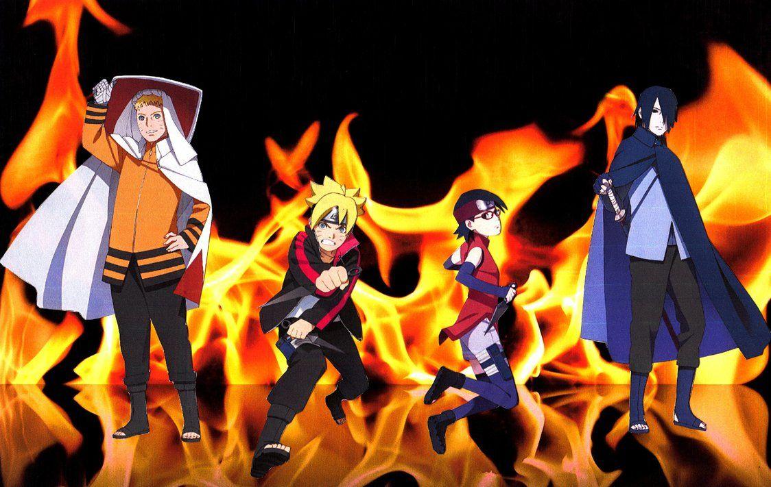 Naruto Sasuke Boruto Sarada Fire Wallpaper 2