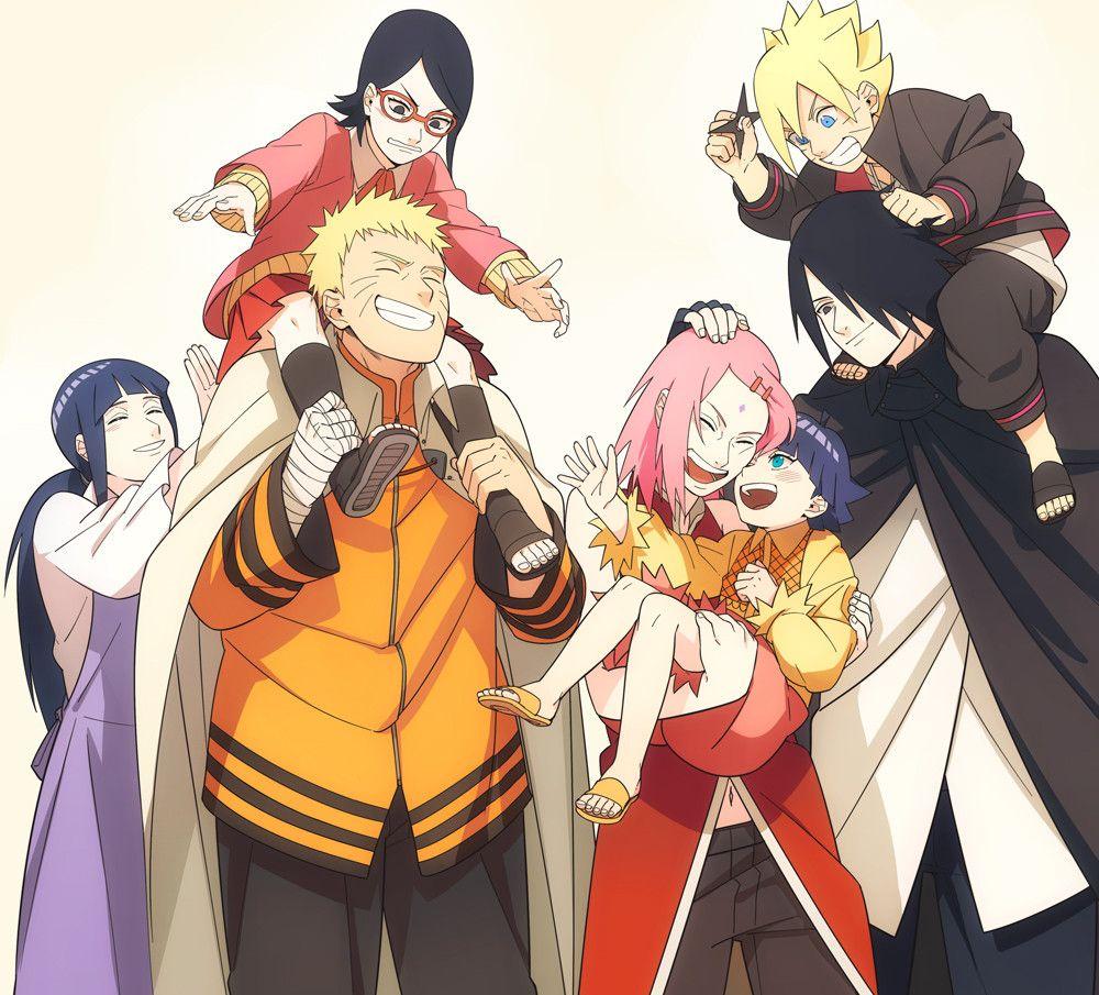 Naruto an Hinata's Family with Sakura and Sasuke´s family. Anime y