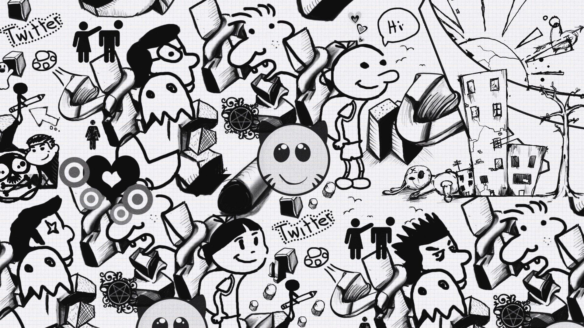 HD Twitter background background, Doodle wallpaper, Doodle art wallpaper