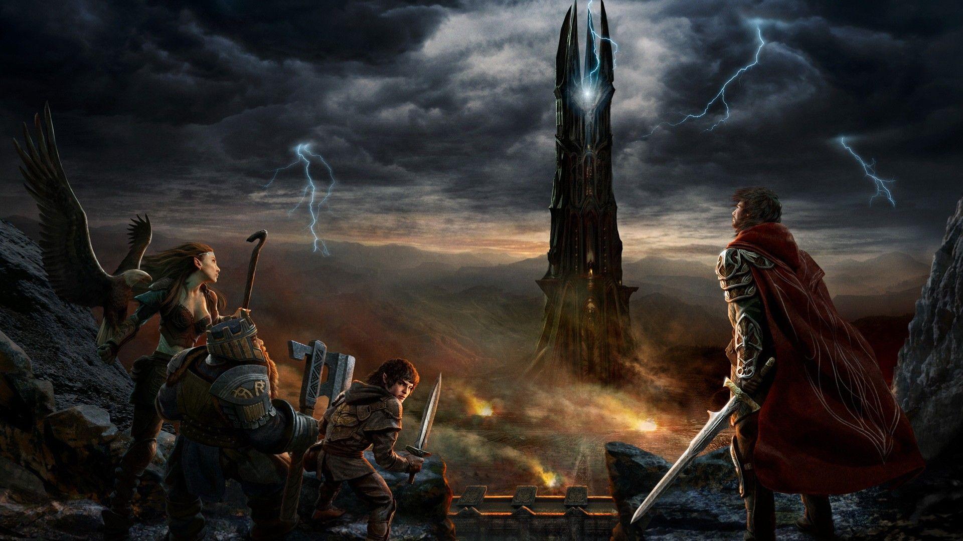 tower, Sauron, human, The Lord of the Rings, fantasy art, elves