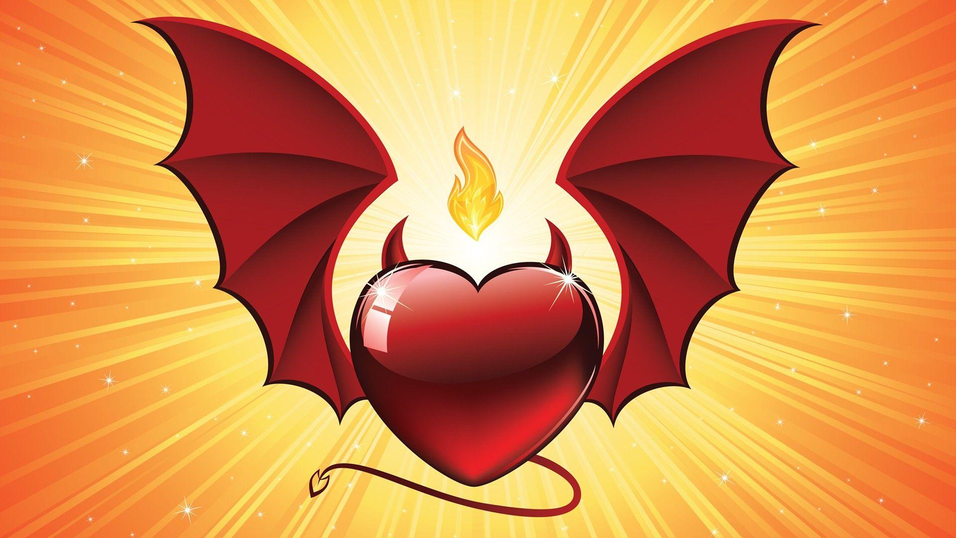 flying devil heart valentines day HD wallpaper. Best Free HD Wallpaper