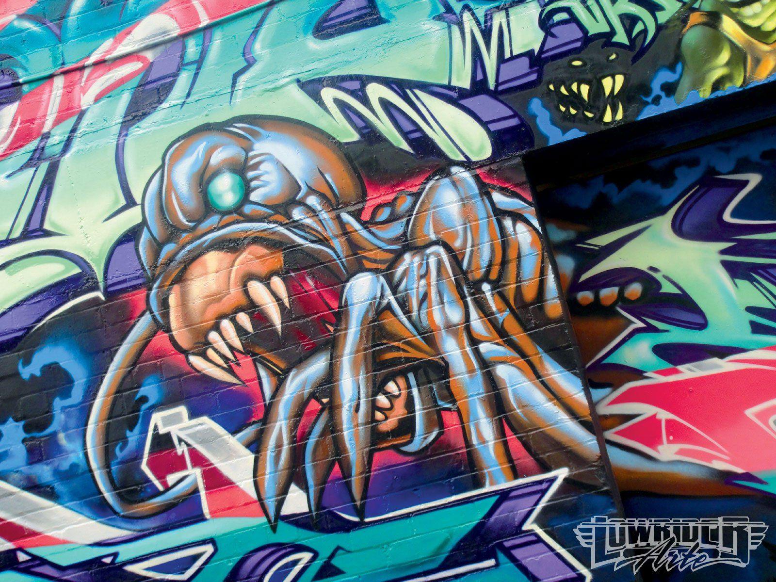 Wallpaper Monster Graffiti Dark, Aliens, Apple, Graffiti, Colourful