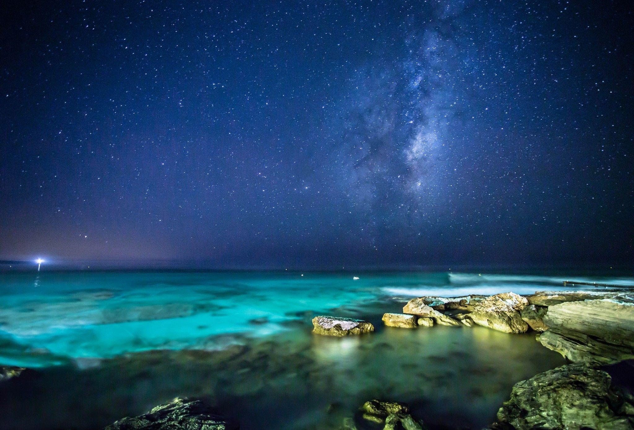 landscape, Sea, Night, Stars Wallpaper HD / Desktop and Mobile