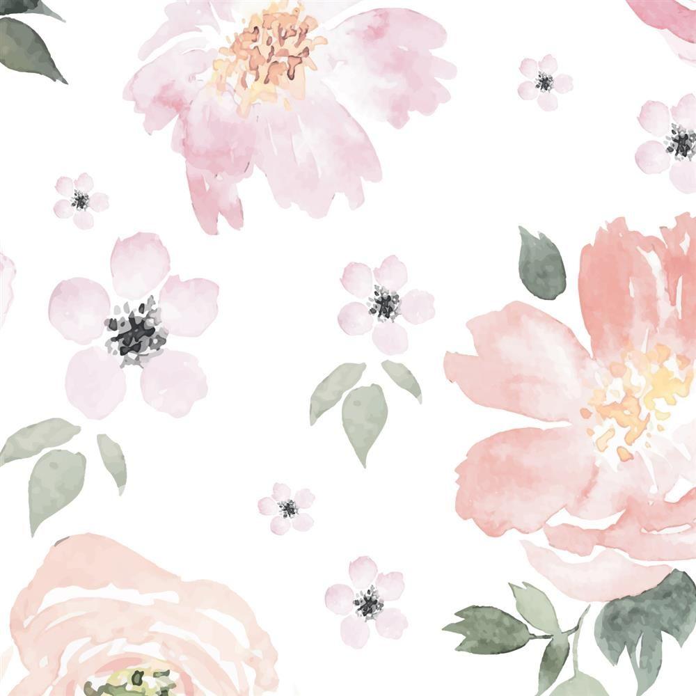 Anewall Pretty In Pink Modern Classic Pastel Floral Removable Wallpaper