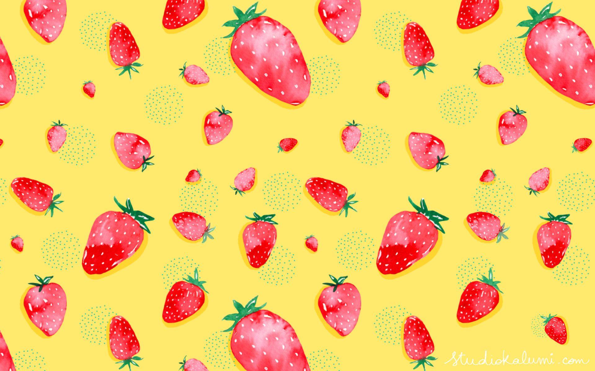 Downloads Made With Love And Watercolor Strawberry Field Desktop