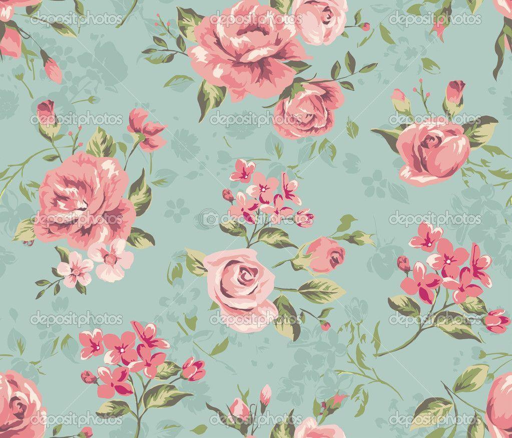 Vintage Flower Wallpaper Background. Classic wallpaper seamless