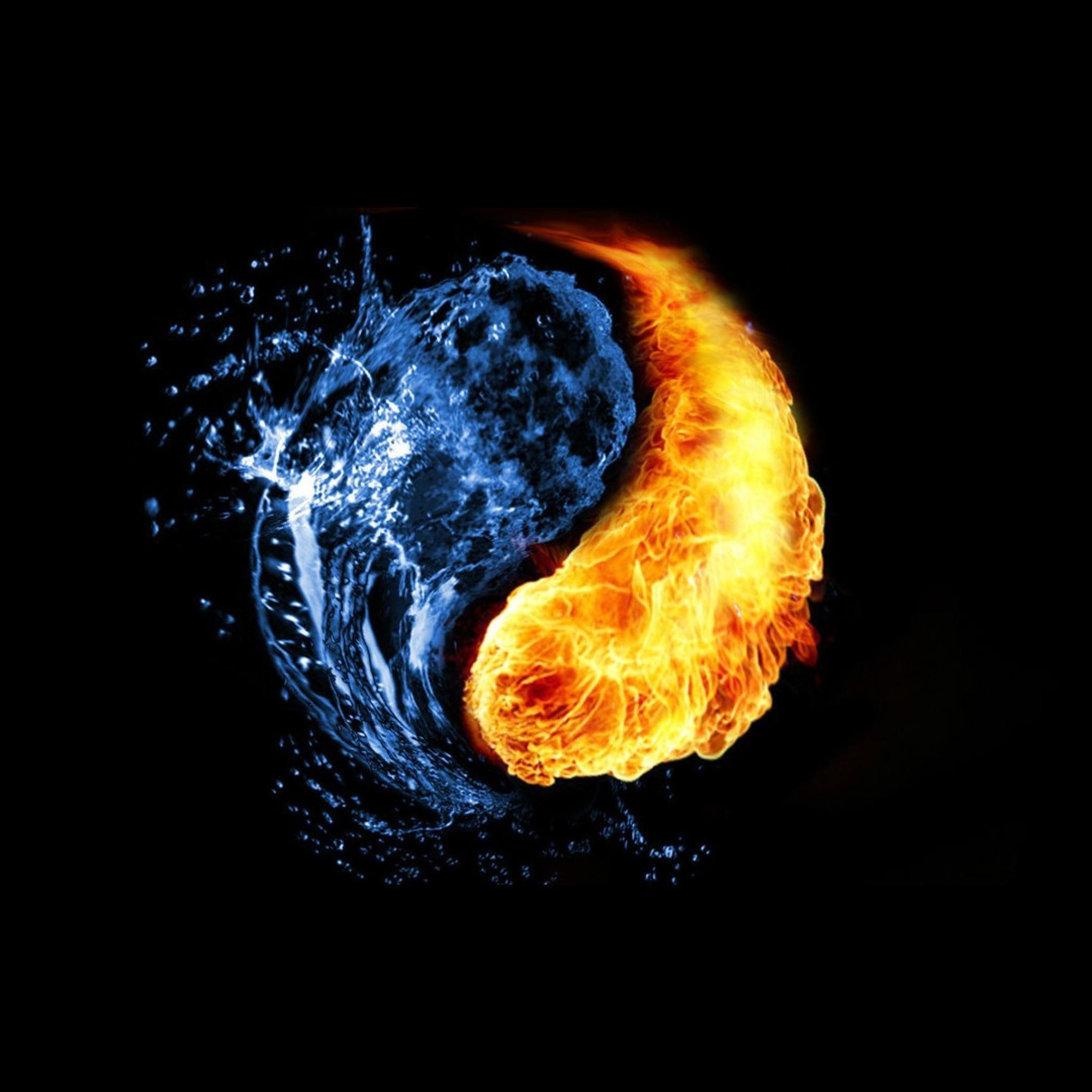 Yin Yang Water Fire HD Wallpaper