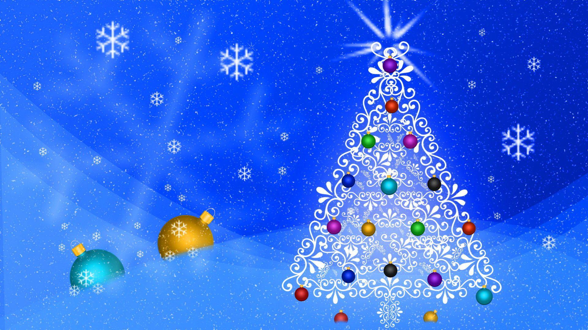 Abstract Christmas Tree Blue Background