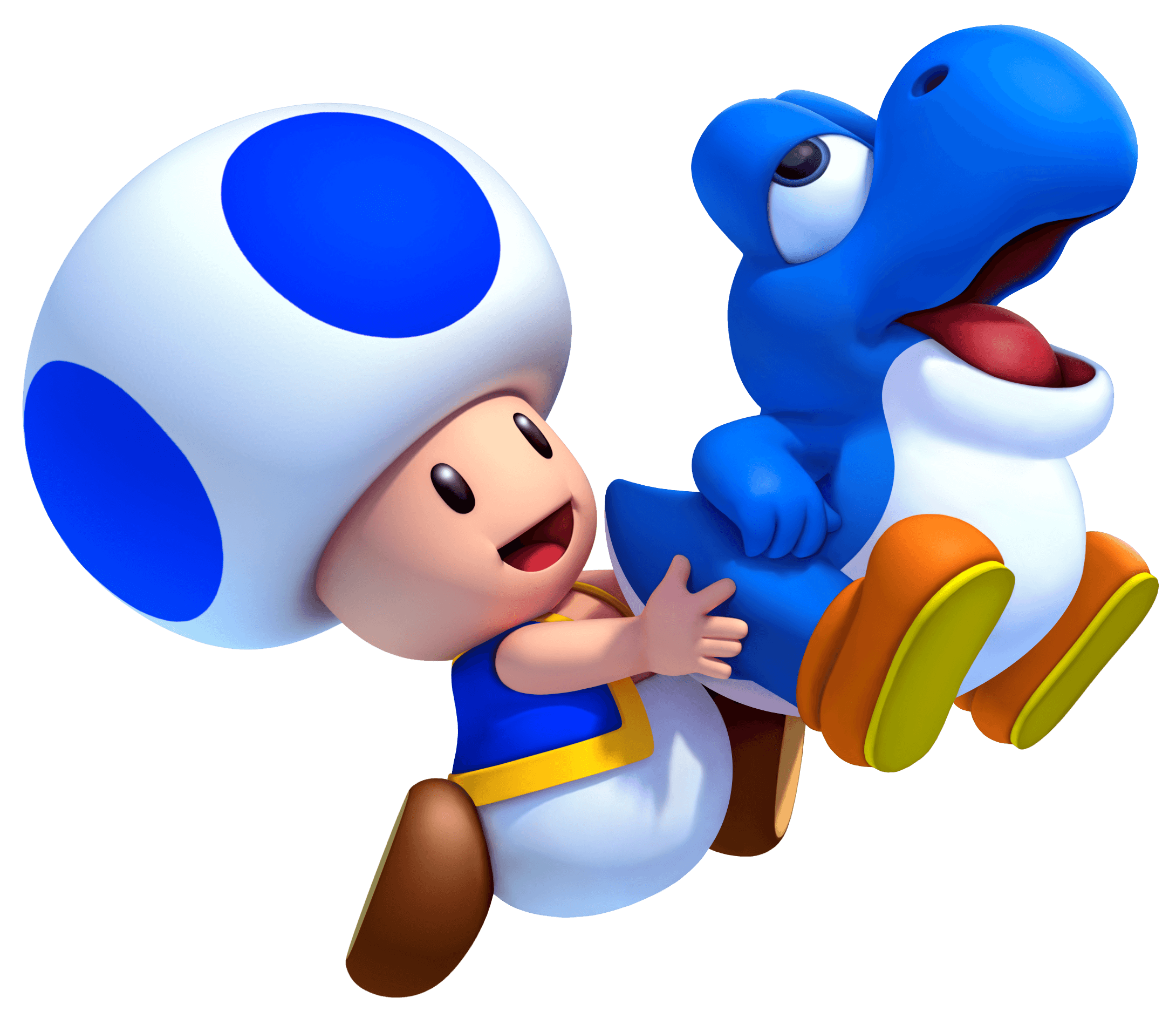 Vivendo Damusica: Blue Toad holding a blue Baby Yoshi in New Super