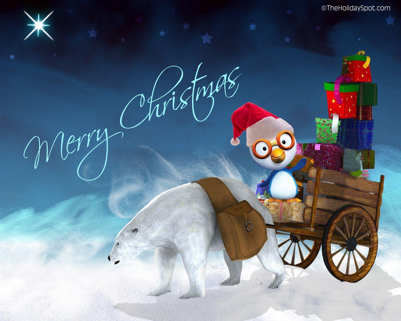 cute animated merry christmas wallpaper