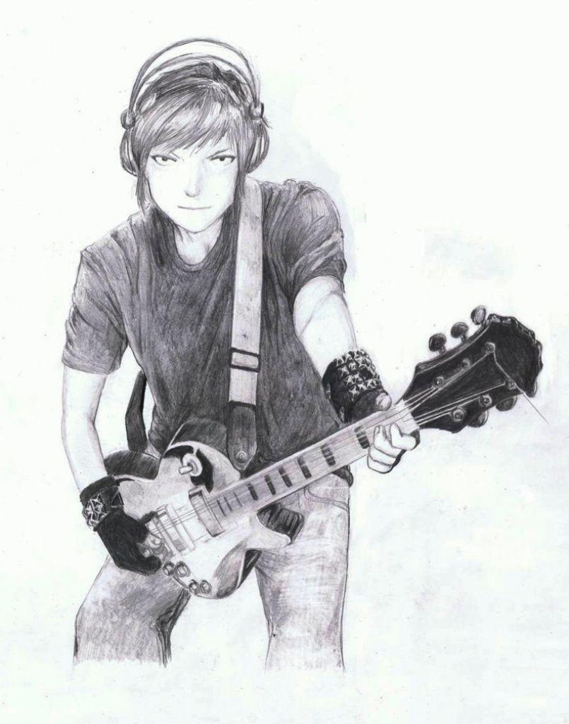 Sad Boy Guitar Pencil Sketch Sketch Wallpaper Of Boys Sketch