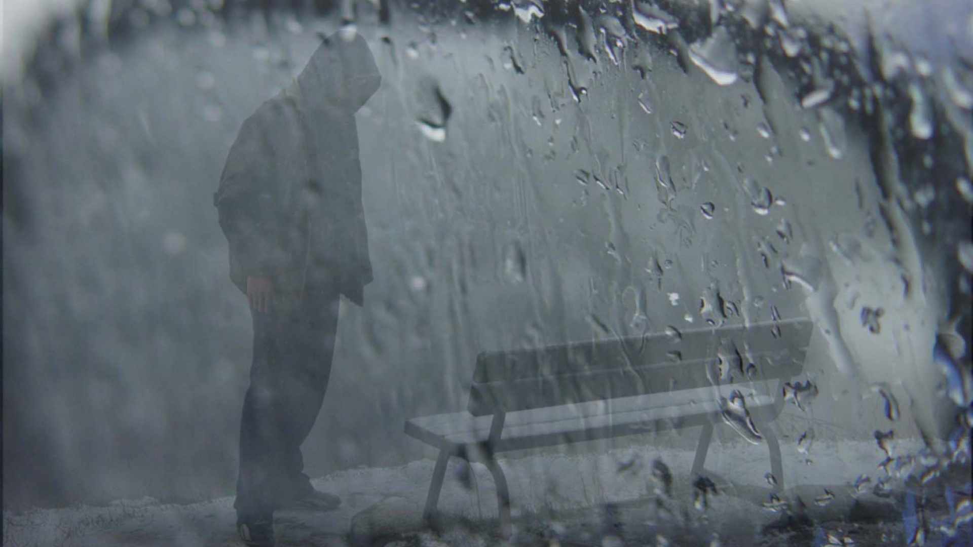 Sad Man In Rain Wallpaper