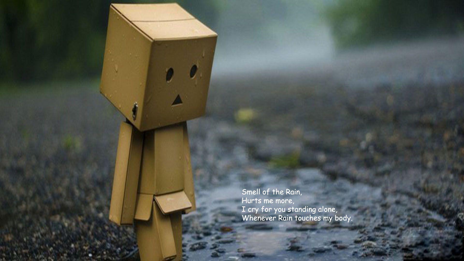 man alone crying in rain