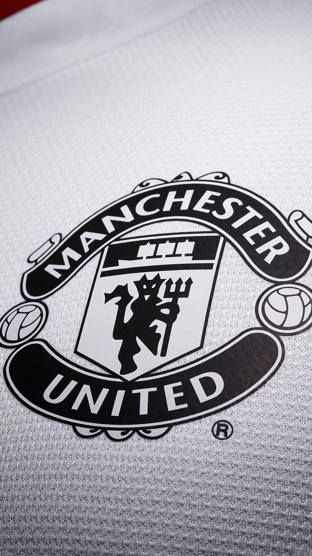 Manchester United Uniform Logo Black White Android Wallpaper free