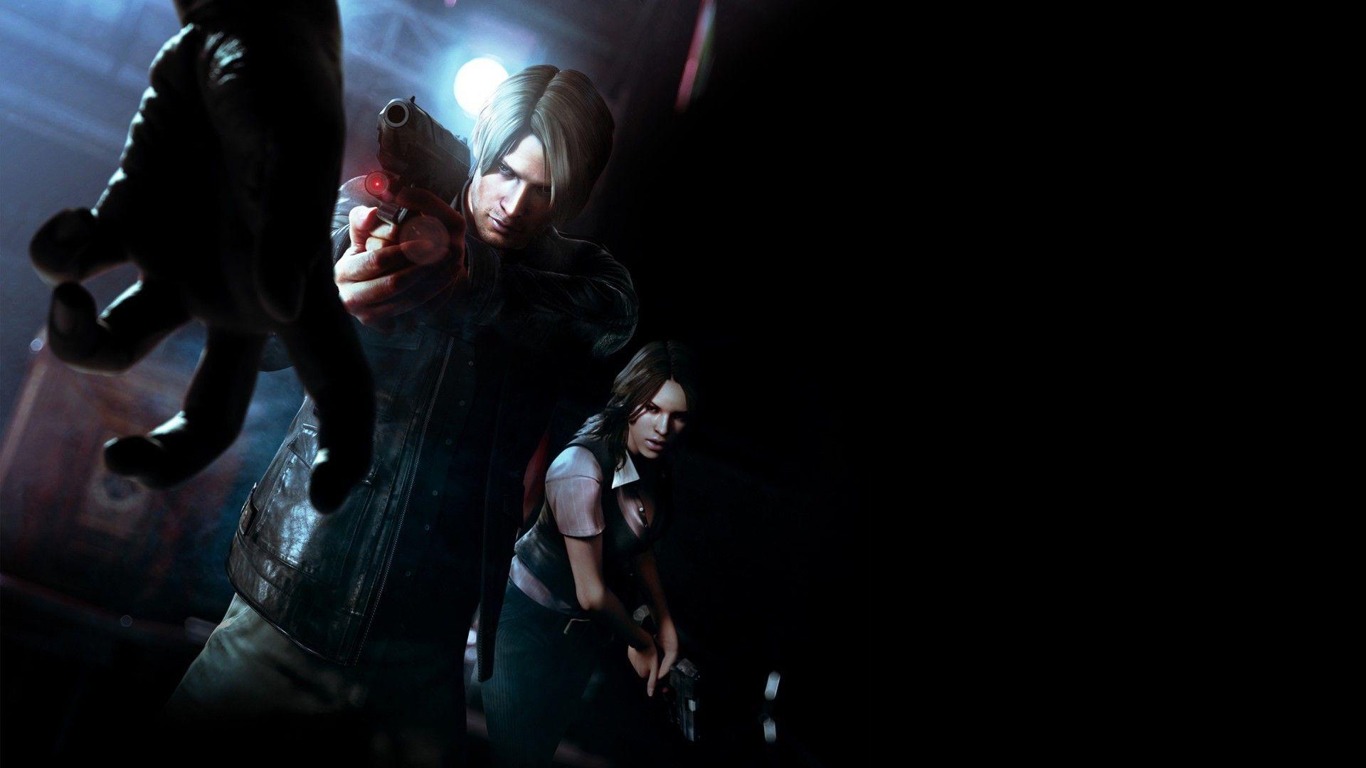 Wallpaper, gun, video games, black background, Resident Evil