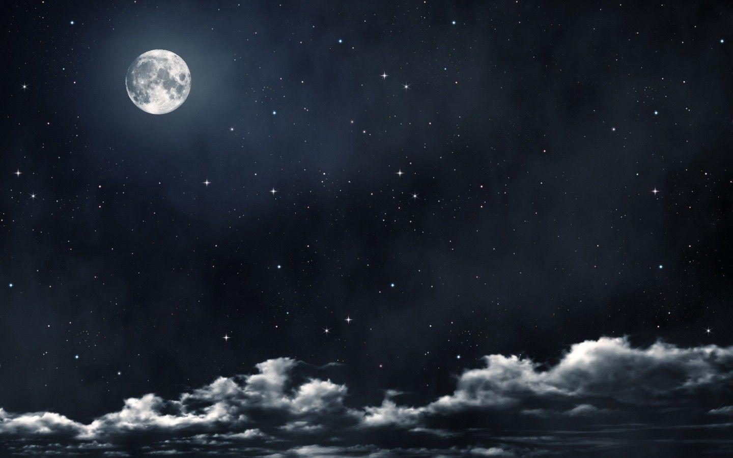 Free HD Black Night Full Moon Wallpaper Download