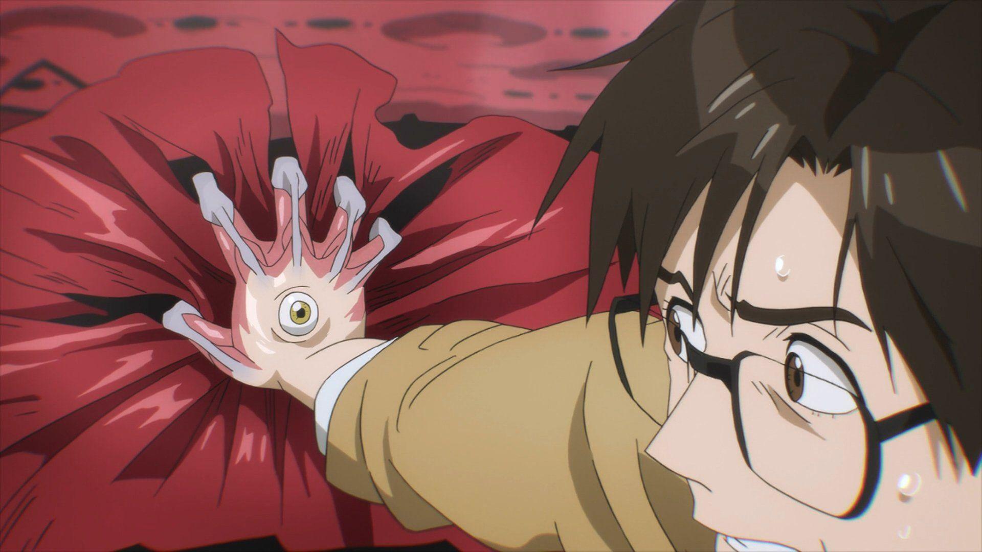 Shinichi stopping a car with Migi HD Wallpaper. Background Image
