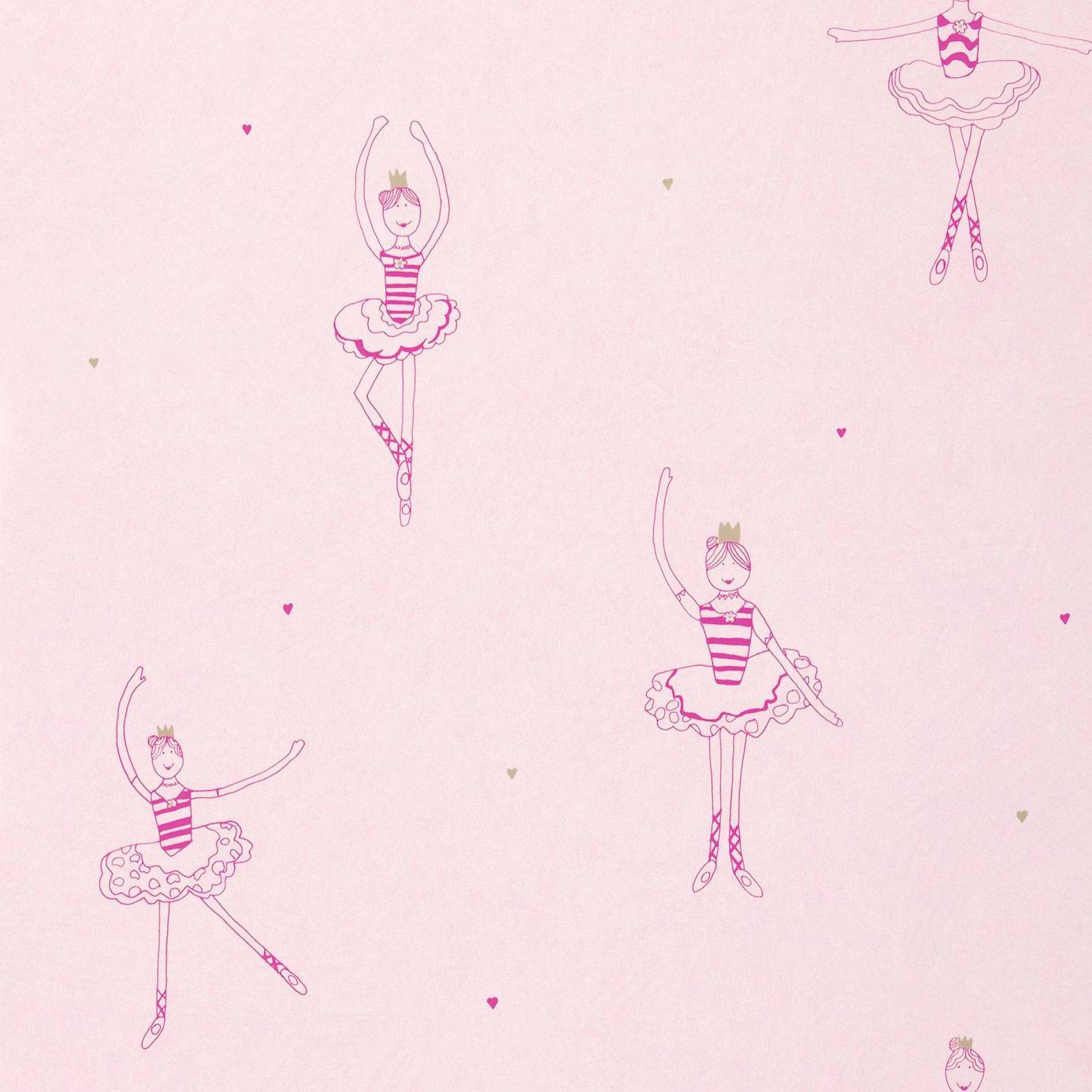 Polly Pirouette Wallpaper Gold Soft Pink 70528