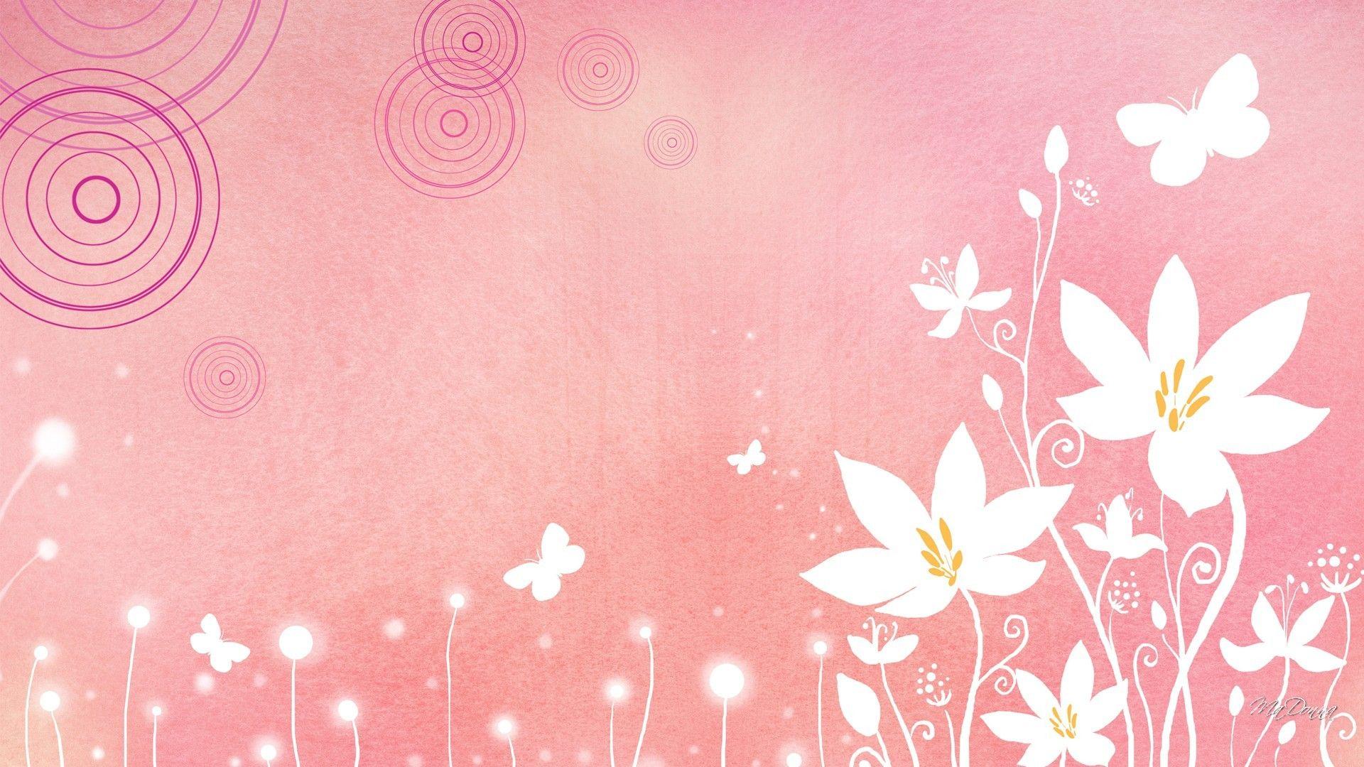 Flowers: Soft Summer Flowers Pink Bokeh Butterflies Spring Abstract