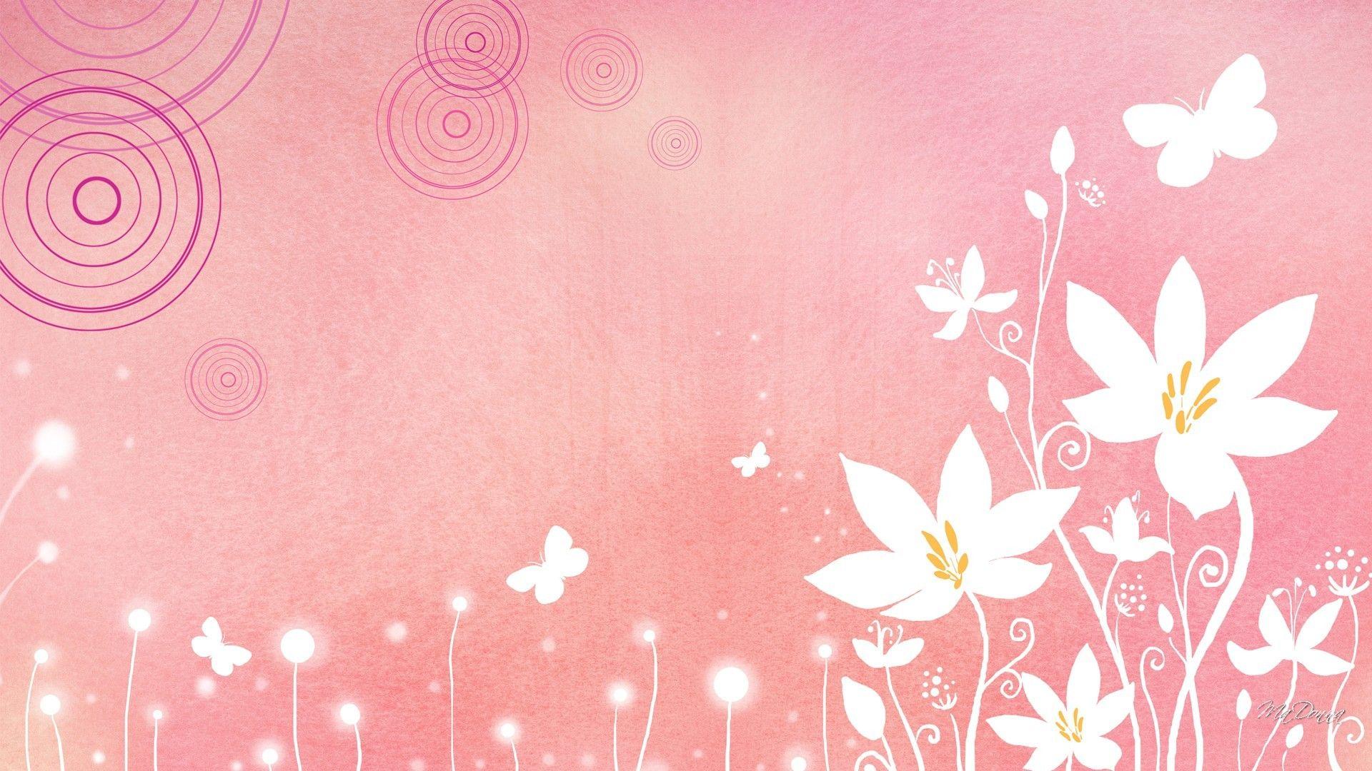Flowers: Soft Summer Flowers Pink Bokeh Butterflies Spring Abstract
