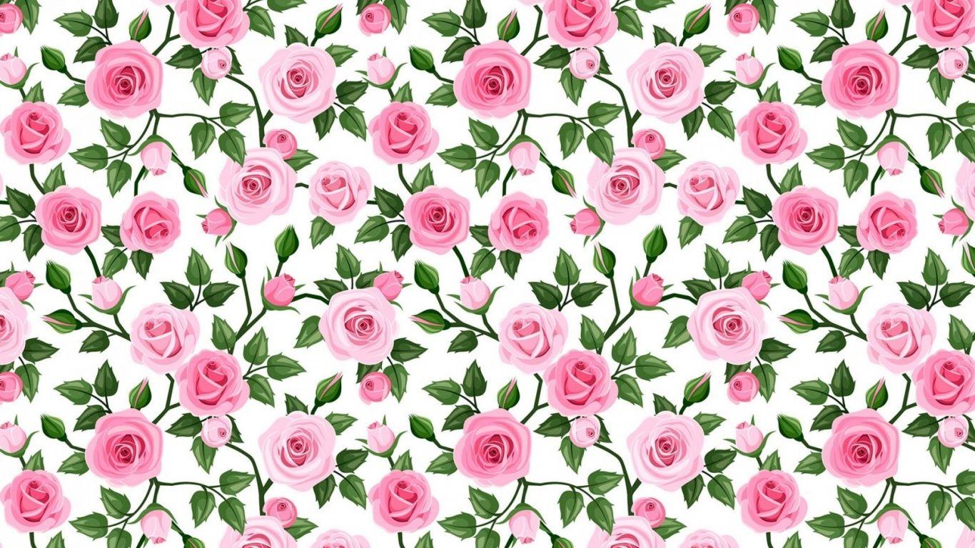 Soft Pink Roses Pattern desktop PC and Mac wallpaper