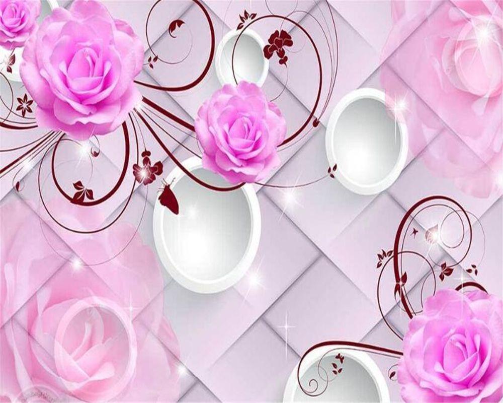 beibehang 3D wallpaper Pink rose senior wallpaper soft elegant