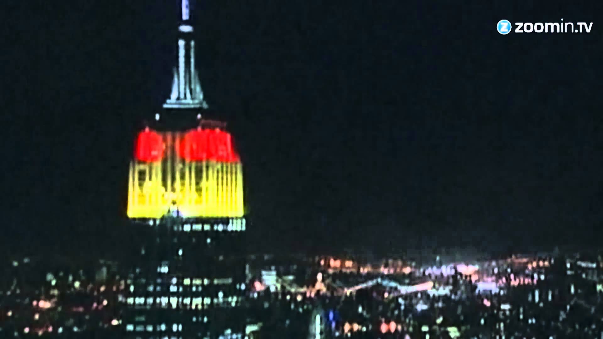 Empire State building lit up in German flag colours