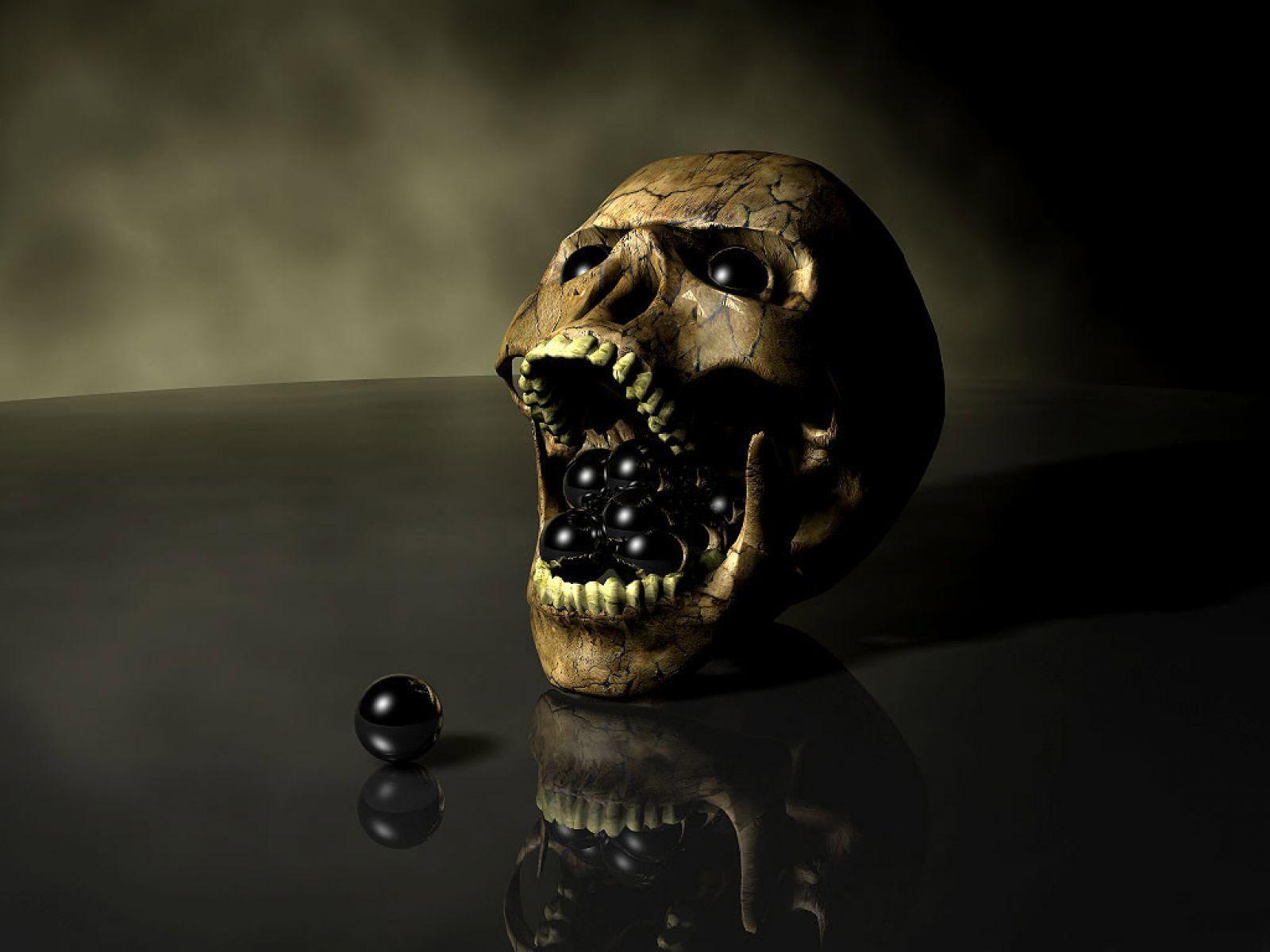 3D Skull Chewing Iron Balls Wallpaper. HD 3D and Abstract