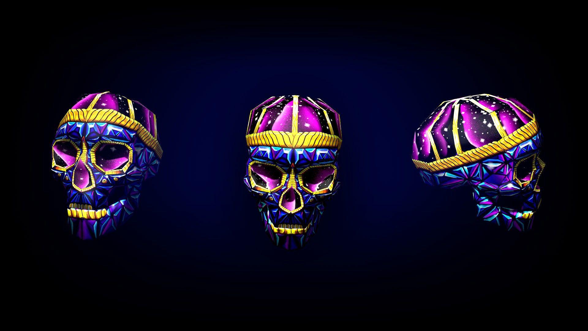 Download wallpaper 1920x1080 skull, art, bright, 3D HD background